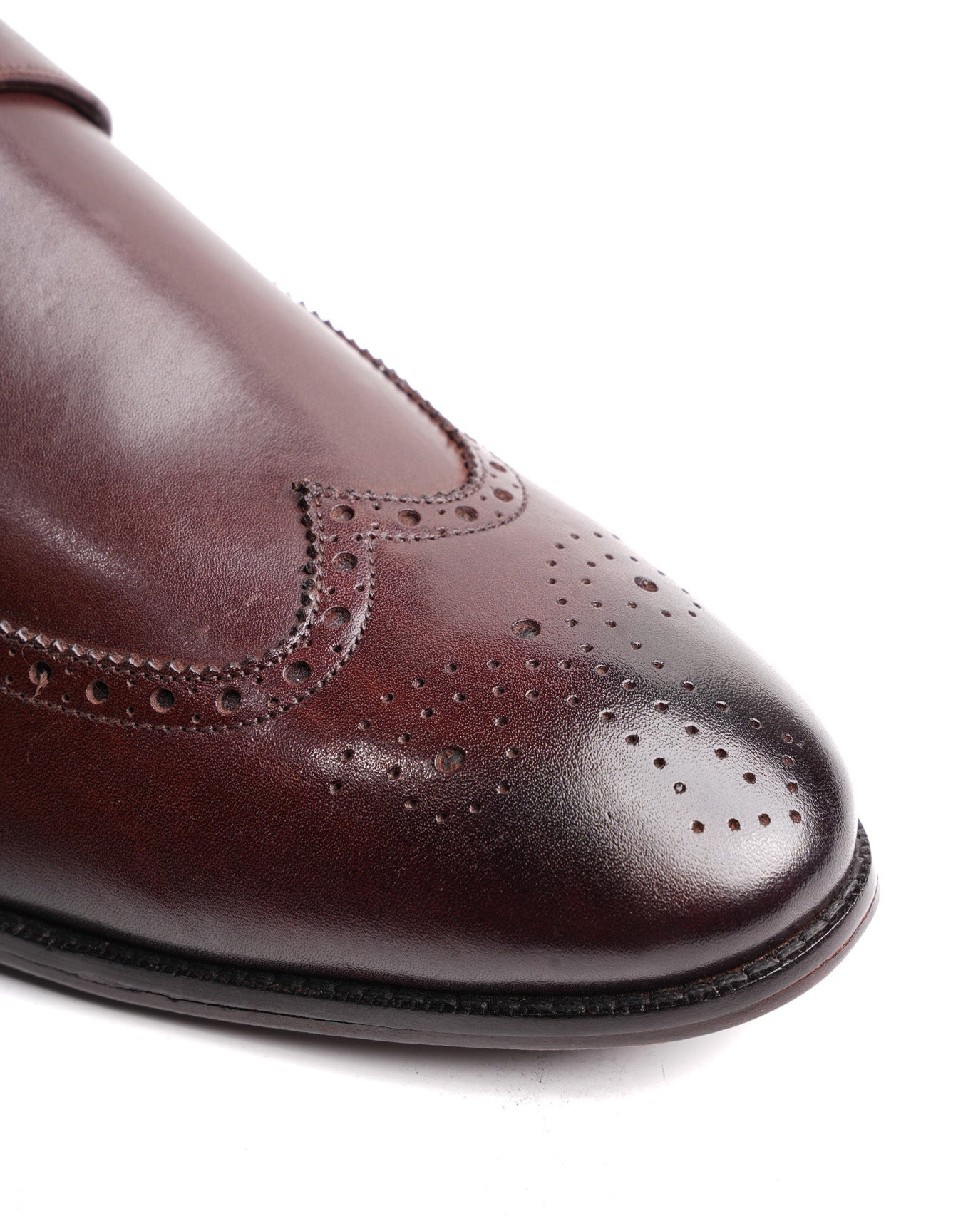 Elegant Brogue Monk Single Strap Shoe – Brown